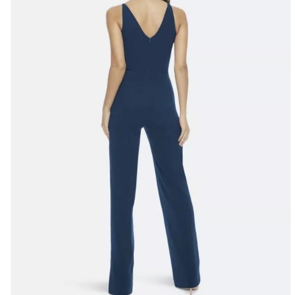 NWT Dress The Population Navy Blue Sam Ruched V Neck Jumpsuit Size XS - Picture 2 of 11